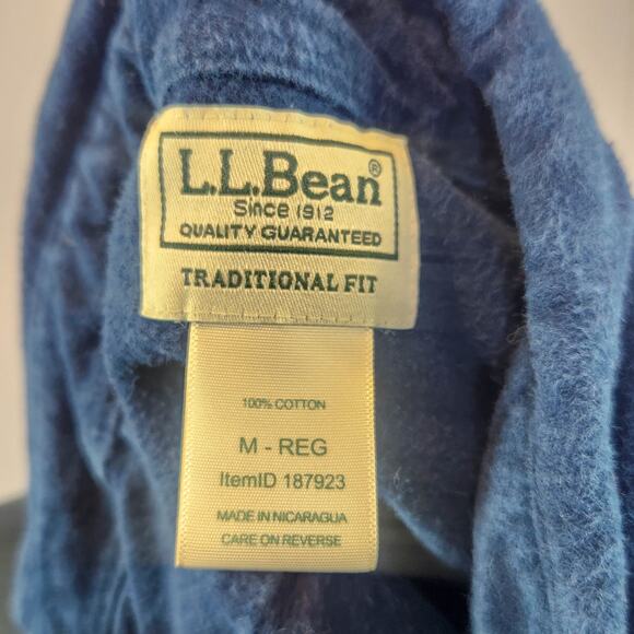 L.L. Bean Traditional Fit Button Down Heavy Flannel Shirt Top Blue M - Picture 3 of 3
